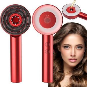 Elektrische Hoofdhuidmassageborstel, Haarverzorgingsoliedispenser, 3 Standen - 10 Min Timer - 850nm Lichtgolf, Snoerloze Draagbare Hoofdhuidmassagekam,Red