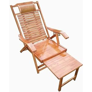 GEIRONV Bamboe verlengen stoel, verstelbare rugleuning ouderenstoel buiten vouwen gazon tuin recliner dutje lunchpauze stoel Fauteuils