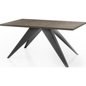 WFL GROUP Eettafel Vance in moderne stijl, rechthoekige tafel, uittrekbaar van 160 cm tot 260 cm, gepoedercoate zwarte metalen poten, 160 x 90 cm (Chicago beton grijs, 160 x 90 cm)