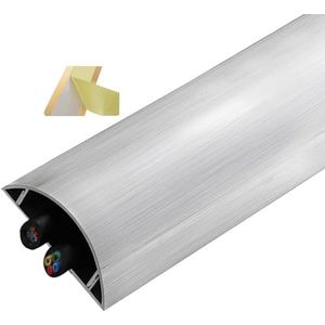 Vloerkabelgootdoorvoer， Zelfklevende vloerkabelhoes van aluminiumlegering for thuiskantoor, 1 m, 3,3 ft, veelkleurig, verschillende maten(Silver-NO.4-W-39mm(1-27/50in))