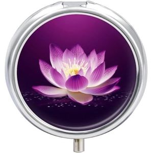 Ronde pillendoos met spiegel 3 compartimenten medicijndoosje paarse bloem pillendoosje voor portemonnee zak wekelijkse pillenorganisator reizen pillendoos pillencontainer houder voor vitamine