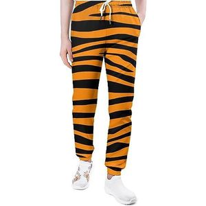 Tiger Oranje Strepen Joggingbroek voor Mannen Yoga Atletische Lounge Jersey Broek met Zakken Sport Pant M