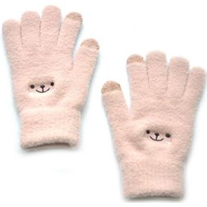 yeeplant Borduurwerk Vrouwen Wol Pluche Ademende Handschoenen Stretchy Warm Cartoon Zachte Touchscreen Handschoenen Winter Ademend, roze, 3
