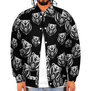 Head A Ferocious Grizzly Bear grappige heren honkbaljas bedrukte jas zacht sweatshirt voor lente herfst