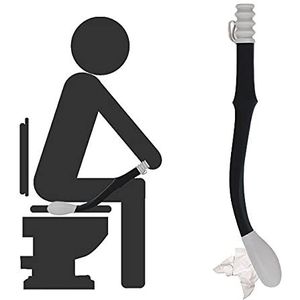 SoulQool Toiletweefsel Aids, Onderste Wisser, Tissue Grip 15.6"" Lange Handvat Bereik Comfort Hulp Houder Toiletpapier Toilet Aid Zelf Veeg Helpe (Grijs)