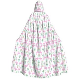 Bxzpzplj Tropische flamingo leuke cactus print carnaval capuchon cape voor volwassenen, heks vampier cosplay kostuum mantel, carnaval feesten