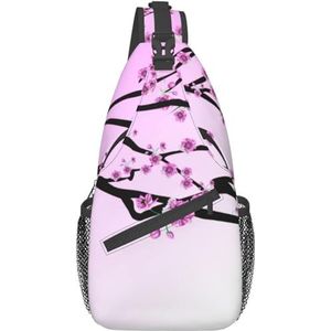 501 Sling Borst Zakken Paars Kersenbloemen Cross Body Tas Draagbare Vrouwen Schouder Crossbody Tas Opvouwbare Mannen Diagonale Tas, Voor Fietsen, Sport, Crossbody borst tas 370, Eén maat