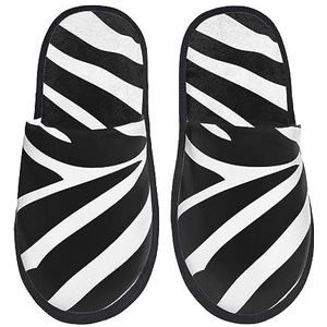 LZNJZ Pantoffels voor heren en dames, zwarte cartoon zebra-pantoffels | Zacht, warm, lichtgewicht, Zoals getoond, Medium