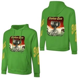 LSMCCOTP Sta-tus Logo Qu-o Katoenen Hoodie Pullover Heren Lange Mouw Sweatshirt Met Zak Voor Mannen Zachte Zwarte Hoody Basic Casual Fans Merch 3XL, Licht Groen-stijl, XL