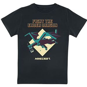 Fashion UK Original T-shirt voor volwassenen en kinderen, Fight The Ender Dragon T-shirt, zwart, officieel draak T-shirt, Zwart, 5-6
