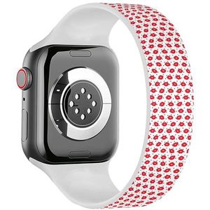 Solo Loop Band Compatibel met All Series Apple Watch 38/40/41mm (Red Lips Dots) Elastische Siliconen Band Strap Accessoire, Siliconen, Geen edelsteen
