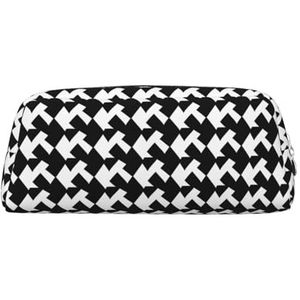 Houndstooth zwart bedrukt lederen etui draagbare reizen make-up tas grote capaciteit toilettas rits opbergtas voor vrouwen meisjes, Zilver, Eén maat, Tas Organizer