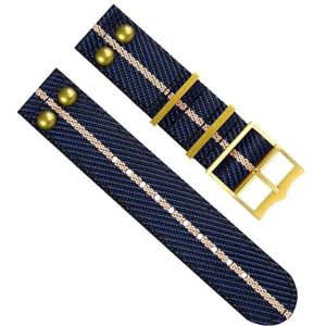 dayeer Nylon canvas horlogeband voor Hamilton stoffen horlogeband klinknagel polsband (Color : A31gold Buckle, Size : 22mm)