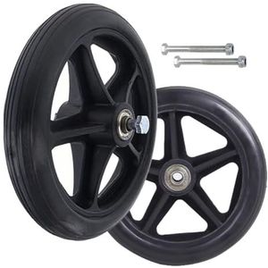 met rubberen rolstoelwielen, Pakket van 2 veelkleurige vervangende zwenkwielen van 6-8 inch for rollator en rolstoel(Schwarz,7in/17cm)