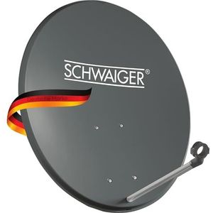 SCHWAIGER -135- Satellietschotel | 55cm | Sat-antenne | met LNB-steunarm en maststeun | geïntegreerde kabelgeleiding | stalen satellietschotel | 55 x 62 cm | antraciet