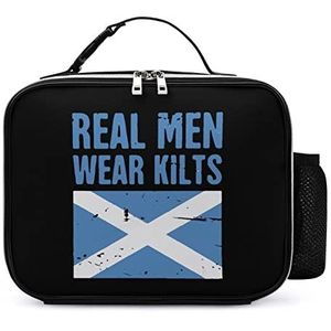 Schotse Vlag Echte Mannen Dragen Kilts Draagbare Geïsoleerde Lunch Tassen Box Tote Volwassenen Koeltas Voor Mannen & Vrouwen Werk Picknick