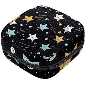 Maandverband Opbergtas, Vrouwelijke Product Pouches Draagbare Periode Kit Tas voor Meisjes Vrouwen Dames Aquarel Schilderen Sterren, Meerkleurig, 4.7x6.6x6.6 in/12x17x17 cm