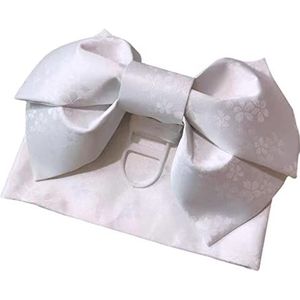 Kimono Obi Jacquard Pre-Tied Boog Taille Riem Cummerbund Wit