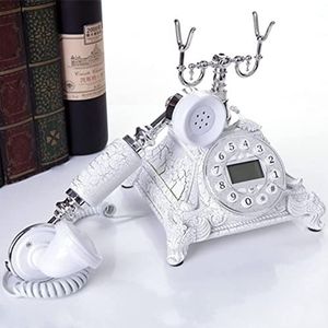 GPDNBIEU, Vintage telefoon, retro antieke vaste met knopknop, klassieke decoratietelefoons for thuis, snoer, hars