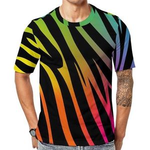 Regenboog Zeepaardjespatroon Heren Grafisch T-shirt met korte mouwen Ronde hals Print Casual Tee Tops L