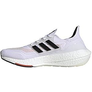 adidas Men's Ultraboost 21 Trail Running Shoe, White/Black/Solar Red, 6.5