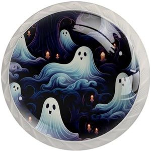 Halloween Spectre Dressoir Handgrepen Badkamer Kast Knoppen Transparant Trekt Glazen Kast Handgrepen 4 Pack