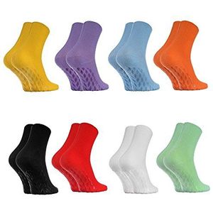 Rainbow Socks - Man Vrouw Diabetes Sokken Anti-Slip Katoen Zonder Elastiek - 8 Paar - 8x Lichte Kleuren - Maat EU 36-38