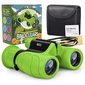 ASOMI Verrekijker voor kinderen, vergroting 8 x 21, cadeau voor jongens en meisjes, schokbestendig, compacte kinderverrekijker voor vogelobservatie, wandelen, kamperen, spionagespellen en