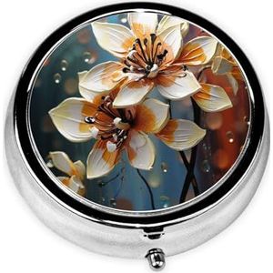 Pillendoosje Moderne Bloem Ronde Pillendoos Dagelijks 3 Compartiment Reizen Pillencontainer voor Pocket Purse Draagbare Geneeskunde Levertraan Olie Opbergdoos 3 keer per dag Pillenorganisator