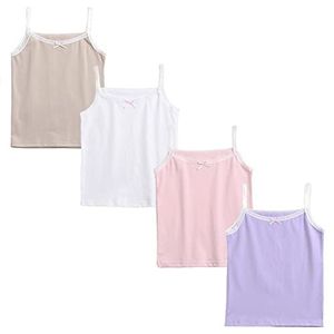 FedMois Set van 4 Meisjes Onderhemden Tanktop Zonder Mouwen Vest Zomer, Solide, 6 jaar