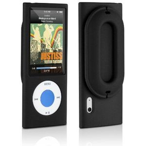 DLO siliconen tas/beschermhoes incl. kabelbeheer en display-beschermfolie voor koptelefoon voor Apple iPod Nano 5G zwart