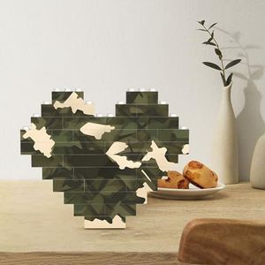 Bouwsteenpuzzel hartvormige bouwstenen leger camouflage puzzels blok puzzel voor volwassenen 3D micro bouwstenen voor huisdecoratie bakstenen set