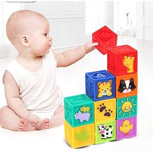9 stks baby blokken zachte peuter bouwsteen kids speelgoed blokken speelset voor vroeg leren nummers/kleuren/dieren