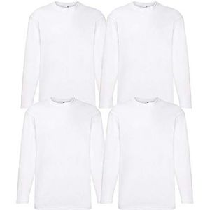 Fruit of the Loom T-shirt, met lange mouwen, M/L/XL/XXL, 4 stuks, verschillende kleurensets verkrijgbaar, Weiß, 4XL