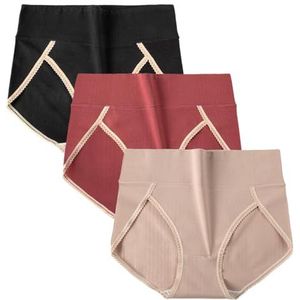 yeeplant 3-pack katoenen ondergoed voor vrouwen, volledige dekking zachte elastische slip, klassiek driehoekig, ademend, modieus, cool slipje, Multi kleuren 2, 4XL