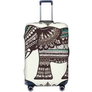 WSOIHFEC Bohemian Olifant Patroon Print Bagage Cover Elastische Wasbare Koffer Cover Anti-Kras Bagage Case Covers Reizen Koffer Protector Bagage Mouwen Voor 18-32 Inch Bagage, Zwart, L