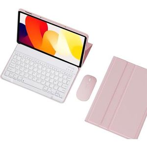 Toetsenbordcase Voor Xiaomi Redmi Pad SE 11 Inch 2023, Slanke PU -Standaarddeksel Met Magnetisch Afneembaar Draadloos Toetsenbord, Tabletmuis,Roze