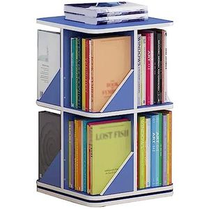 Boekenkasten 360 ° draaibare boekenplank staande boekenkast met meerdere niveaus blauwe vloer boekenrek grote capaciteit opslag boekenplank organisator Ruimtebesparend