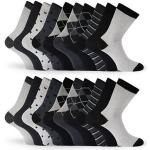 Basic Treasure 20 paar sokken voor heren, katoenen sokken, zwart of blauw, ademende herensokken, grijs (grey mix), 47/49 EU