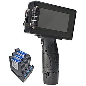 Handbediende Printer, 12.7 mm variabele QR Bar Batch Code Datumnummer Logo Vervaldatum Label Mobiele Draagbare Jet Handheld Thermal Inkjet Printer Altijd Afdrukken(1SET with 3BLACK INK)