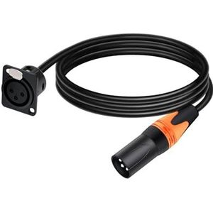D-type XLR vrouwelijk paneelmontage naar XLR mannelijke connector doorvoerkabel, 3-pins XLR pass-thru-converter compatibel met microfoon (Color : Orange, Size : 1 m)