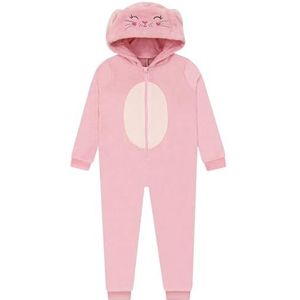 Harry Bear Meisjes Onesie Konijn Met 3D Oren In Zachte Fleece Voor Kinderen, Roze 104