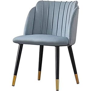 GEIRONV 1 stks moderne fluwelen eetkamerstoel, woonkamer fauteuil kantoor receptie stoel gestoffeerde rugleuning metalen poten eetkamerstoelen Eetstoelen (Color : Light gray, Size : 49x47x80cm)