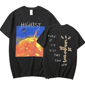Travis Scott Omkeerbaar Afdrukken T-shirt Zomer Mannen Hip Hop Rap Korte Mouw Vrouwen Casual Street Fashion Crew Neck Sweatshirt Oversize-Zwart|XS