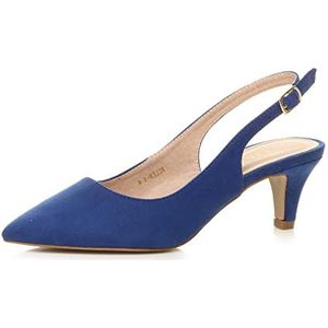 Ajvani Dames dames lage mid hak jaren 50 Slingback gesp puntige rechtbank schoenen maat, Kobalt Blauw Suede, 40 EU