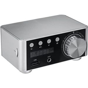 Mini Audio HIFI Bluetooth 5.0 Power Class D Versterker TPA3116 Digital AMP 50W * 2 Home Auto Marine USB/AUX IN(Silver)