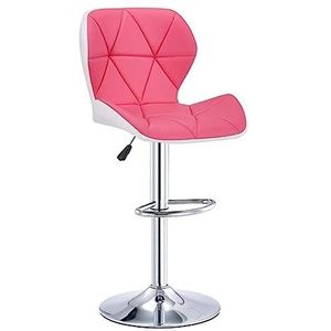 Barkruk Barstoelen Draaibare Barkruk Stoel Toonbank Verstelbare Hoogte Max Belasting 120 Kg Chromen Basis Comfortabele Rugleuning Voor Keuken Pub Barkrukken Keukenstoelen (Color : Pink+White, Size :