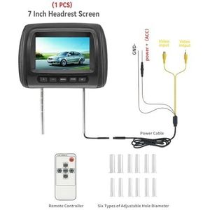 7 inch auto-hoofdsteunmonitor Universele rugleuningkussen TFT-scherm AV-ingang LCD-scherm Afstandsbediening(708-BK-1PCS)