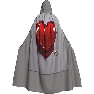 FRGMNT Romantische rode hart foto afdrukken Mannen Hooded Mantel, Volwassen Cosplay Mantel Kostuum, Cape Halloween Dress Up, Hooded Uniform