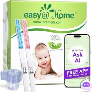 Easy@Home 40 ovulatietests + 10 zwangerschapstests + 50 kopjes, gevoelige vruchtbaarheidstest voor vrouwen, kinderwens, 25 mIU/ml, betrouwbare cyclus- en vruchtbaarheidsbewaking